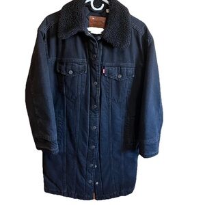 Levi’s Premium Longline Padded Trucker Jacket A8753 0012 Come Back Black Size S